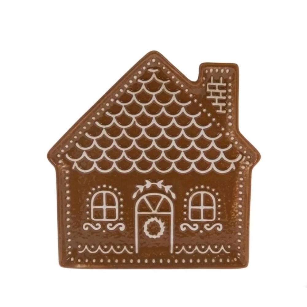 Gingerbread House Shaped Plate Christmas 5.25" Set Of 4